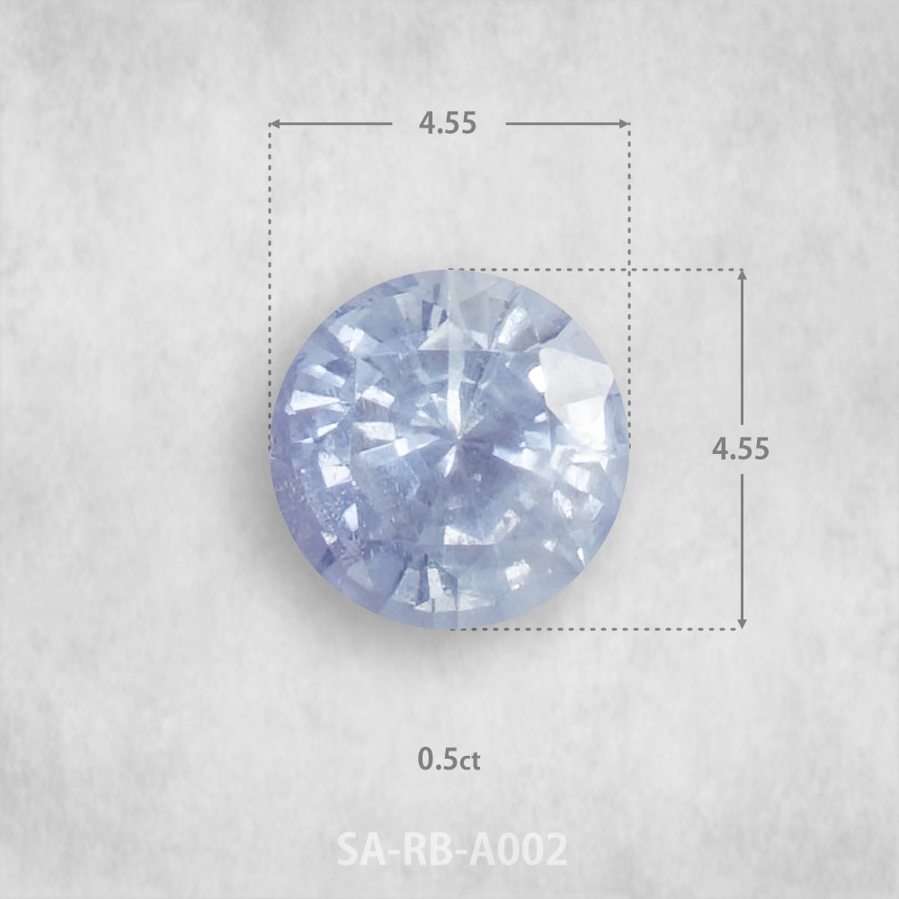 Safīrs 0,5 ct Dabīgs, Apaļš piegriezums