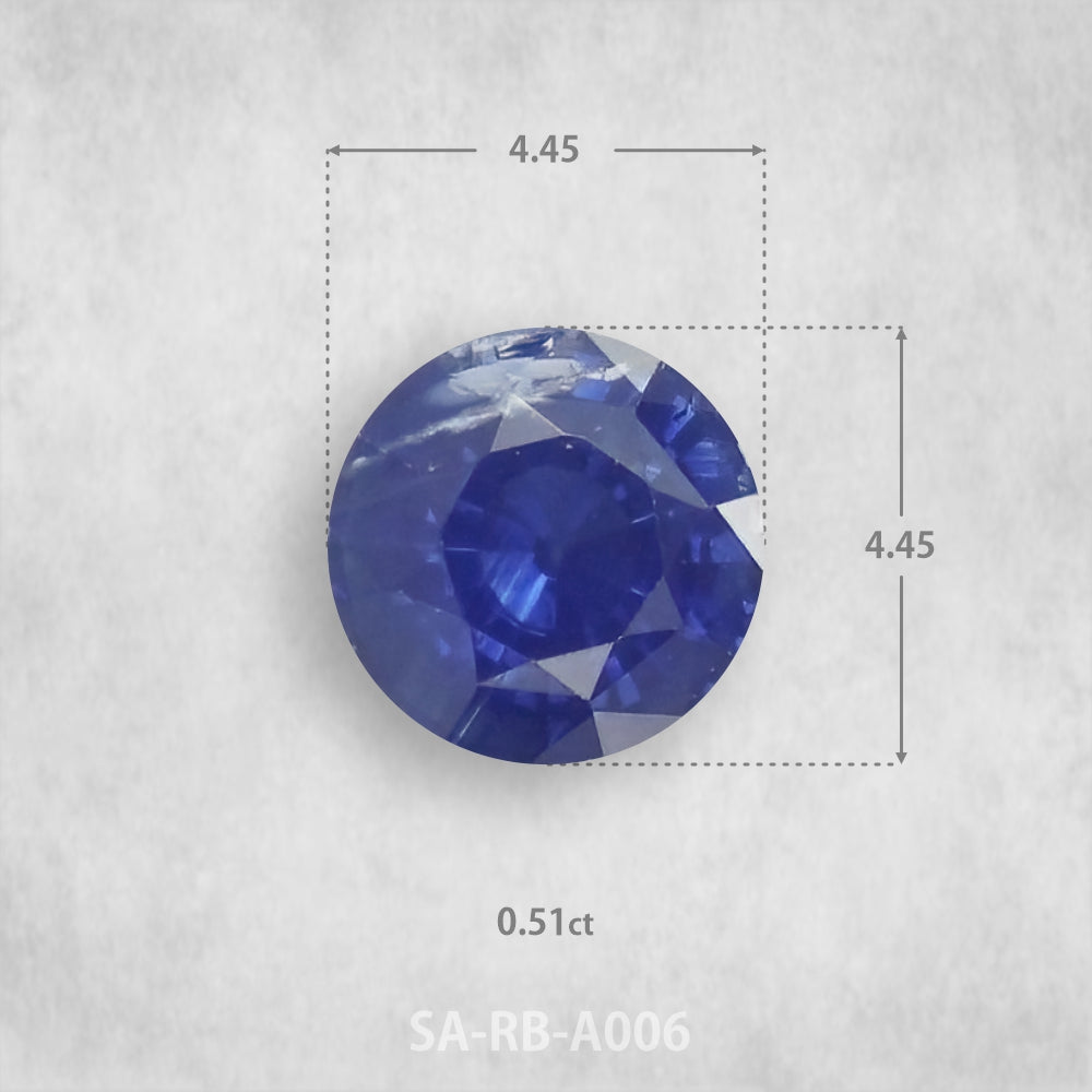 Safīrs 0,51 ct Dabīgs, Apaļš piegriezums