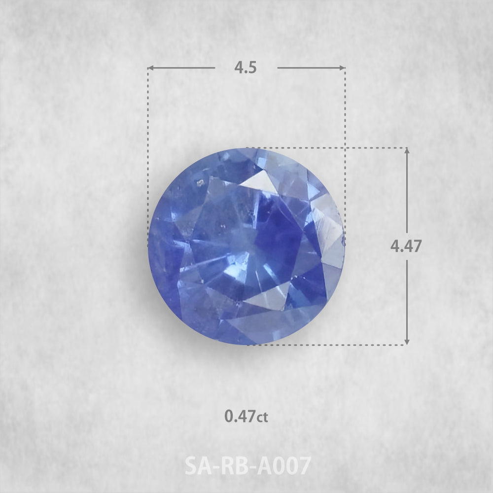 Safīrs 0,47 ct Dabīgs, Apaļš piegriezums