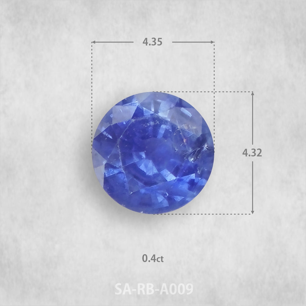 Safīrs 0,4 ct Dabīgs, Apaļš piegriezums