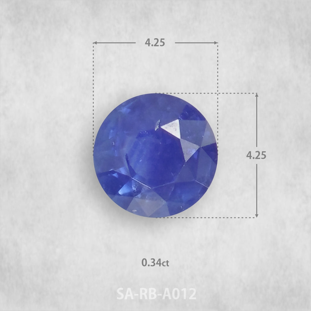 Safīrs 0,34 ct Dabīgs, Apaļš piegriezums