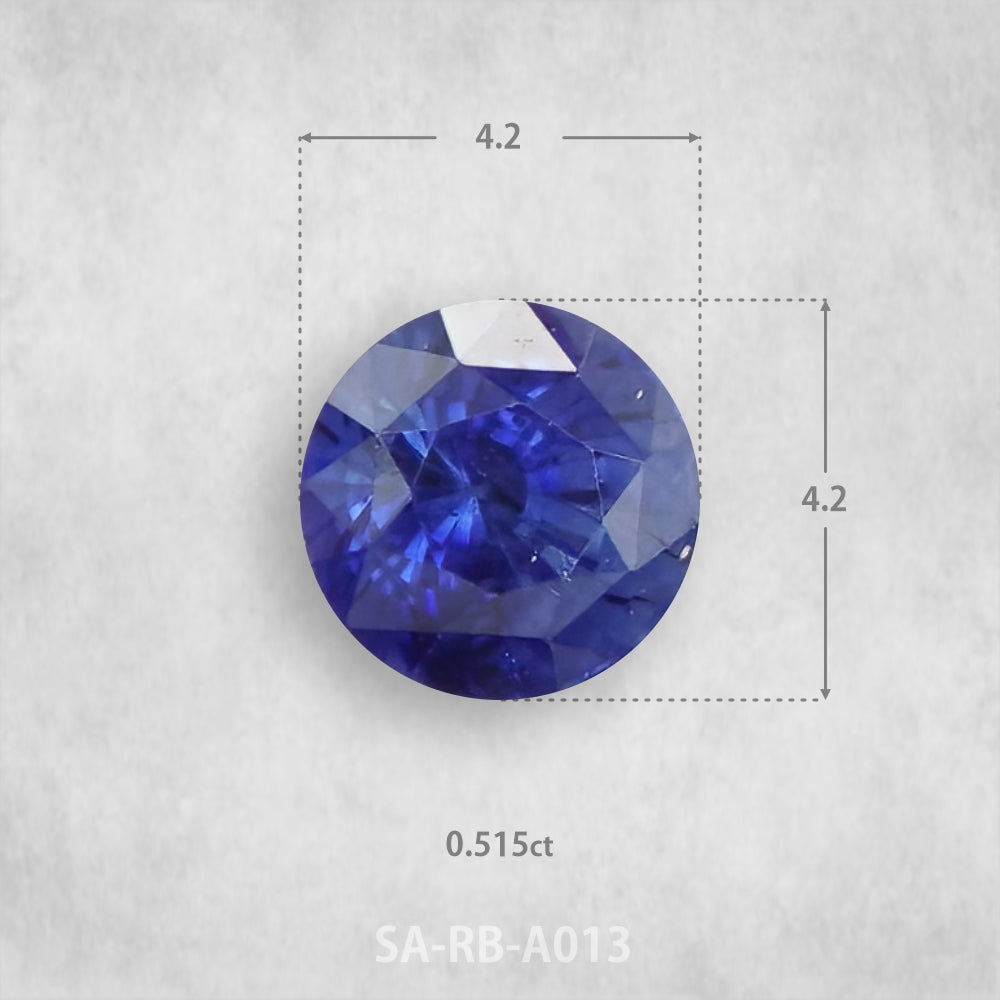 Safīrs 0,515 ct Dabīgs, Apaļš piegriezums