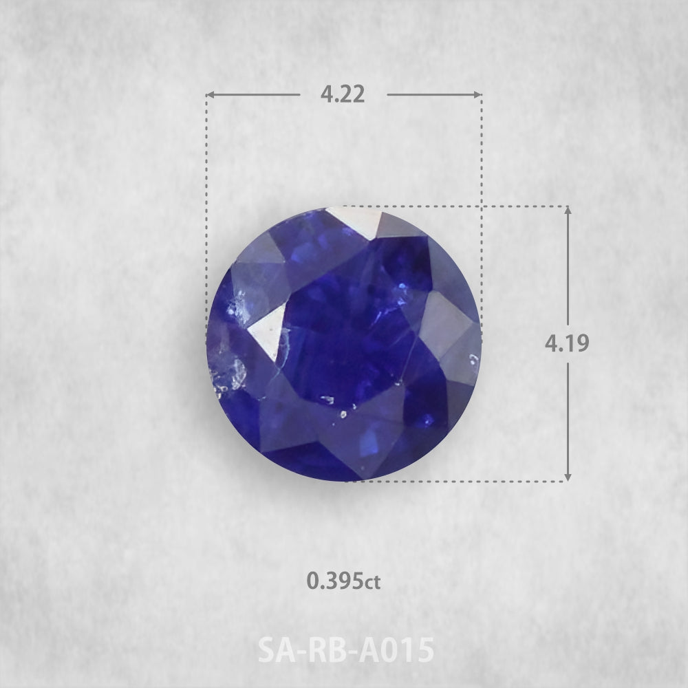 Safīrs 0,395 ct Dabīgs, Apaļš piegriezums