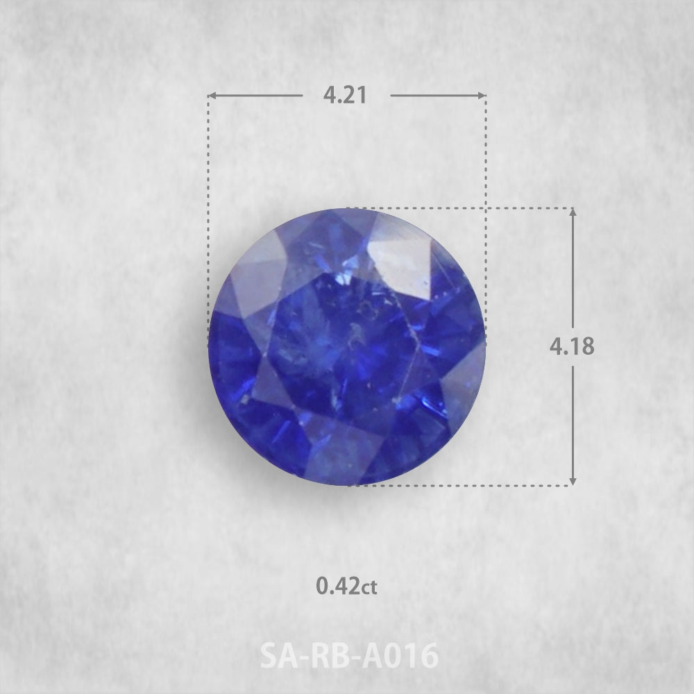 Safīrs 0,42 ct Dabīgs, Apaļš piegriezums