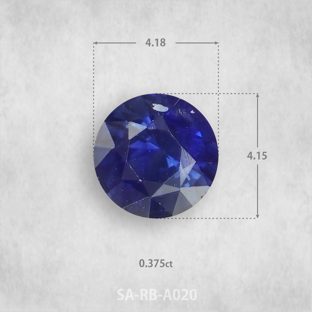 Safīrs 0,375 ct Dabīgs, Apaļš piegriezums