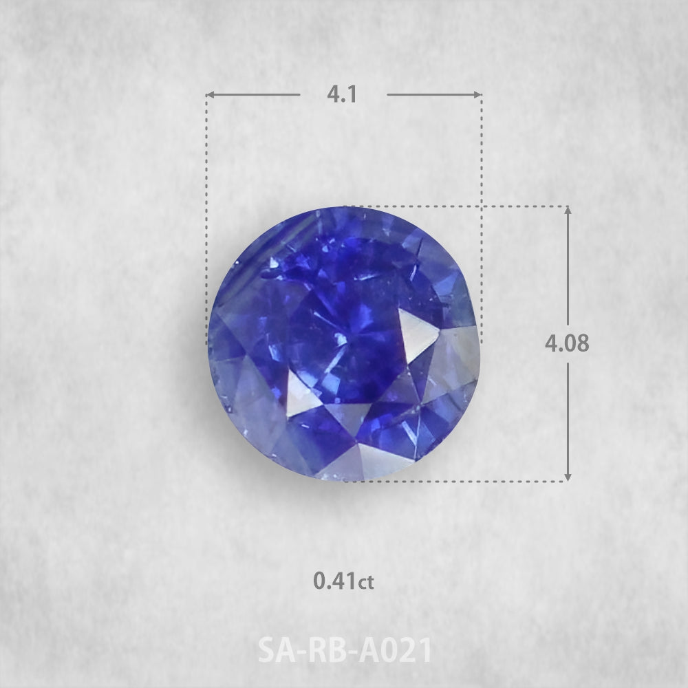 Safīrs 0,41 ct Dabīgs, Apaļš piegriezums