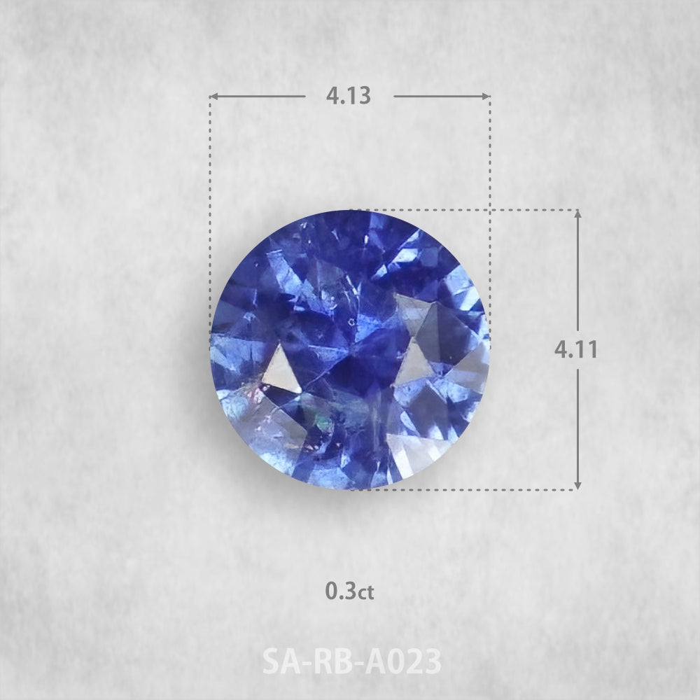 Safīrs 0,3 ct Dabīgs, Apaļš piegriezums