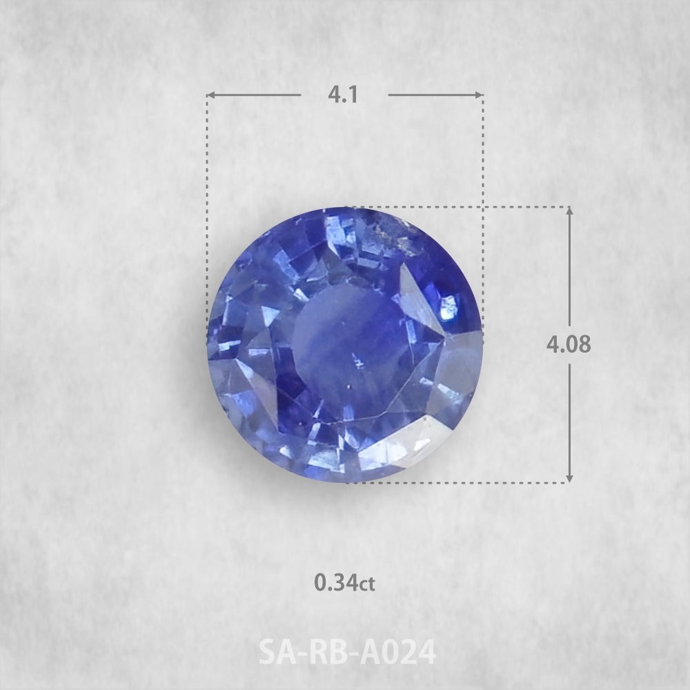 Safīrs 0,34 ct Dabīgs, Apaļš piegriezums