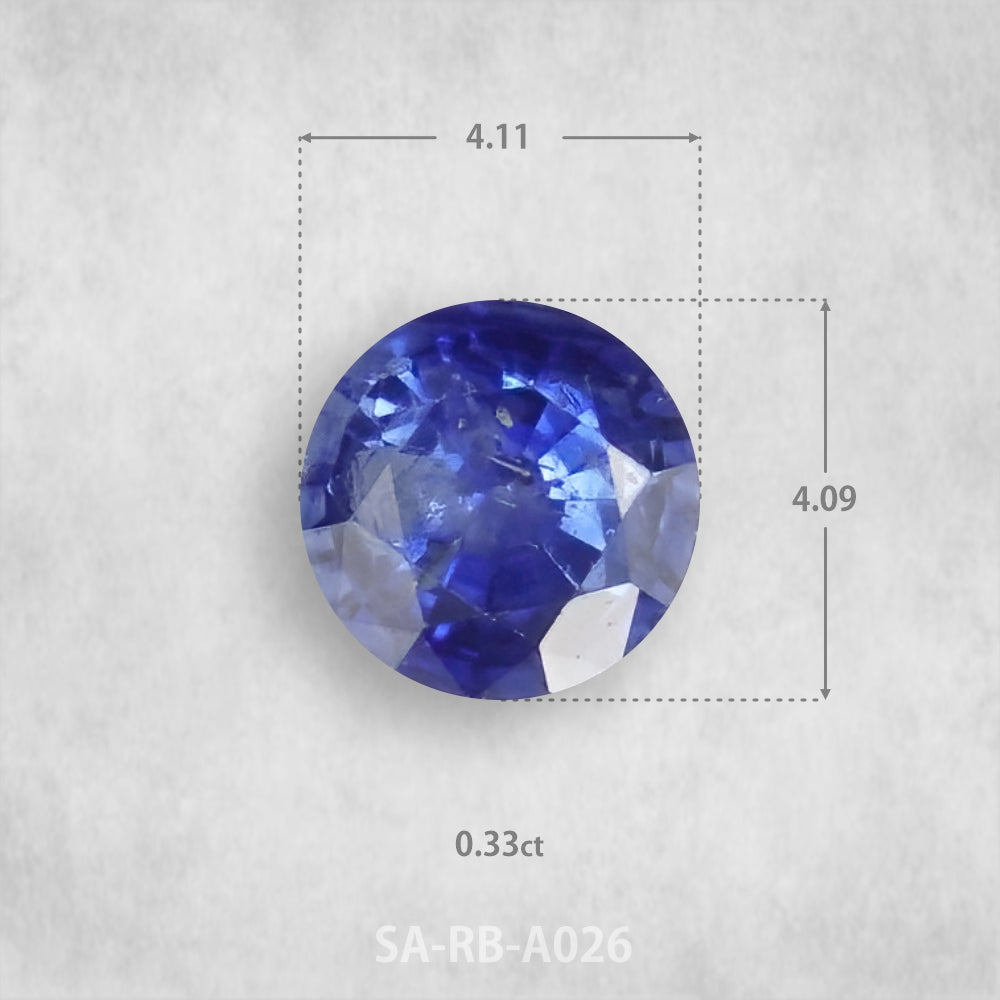 Safīrs 0,33 ct Dabīgs, Apaļš piegriezums