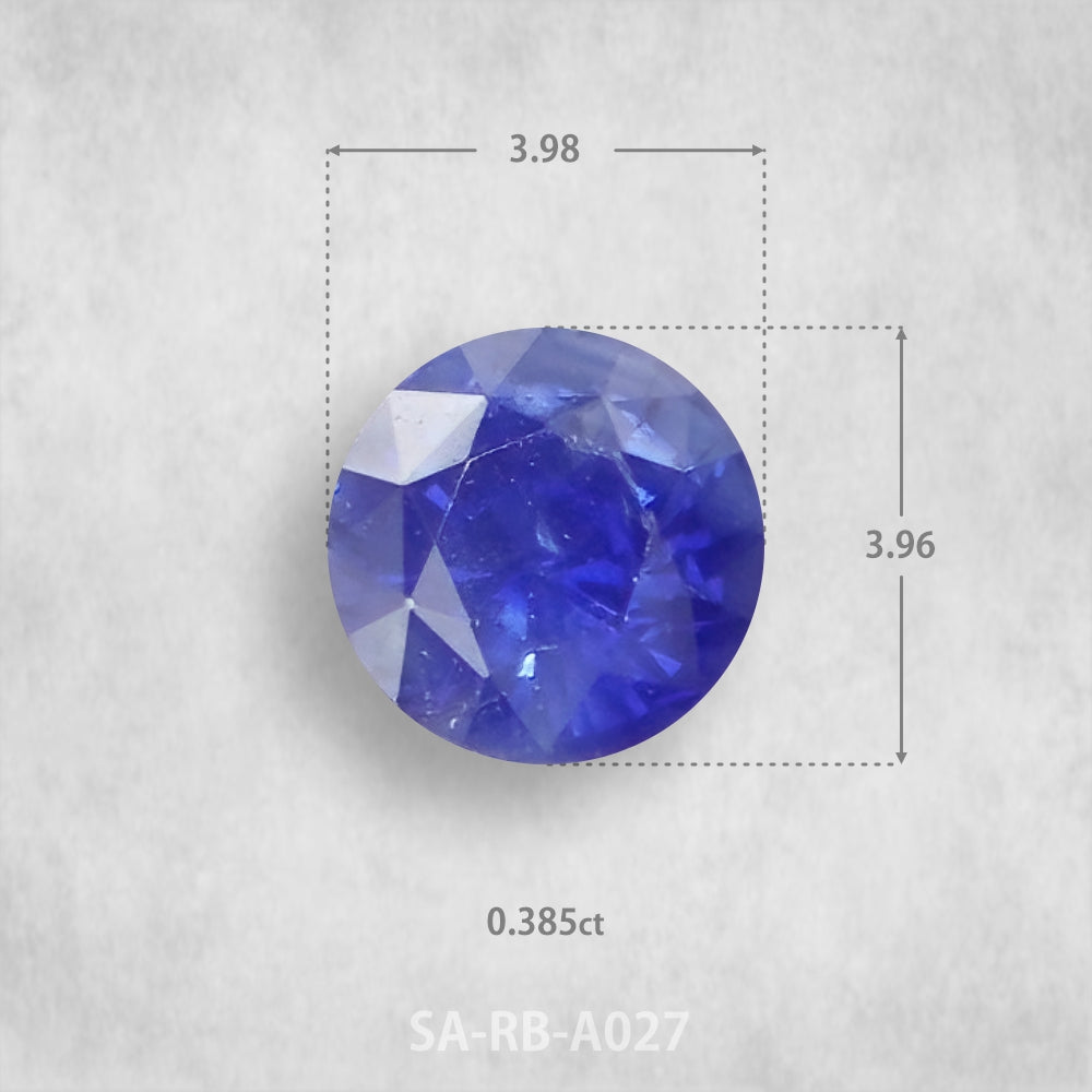 Safīrs 0,385 ct Dabīgs, Apaļš piegriezums