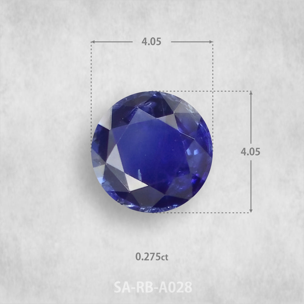 Safīrs 0,275 ct Dabīgs, Apaļš piegriezums