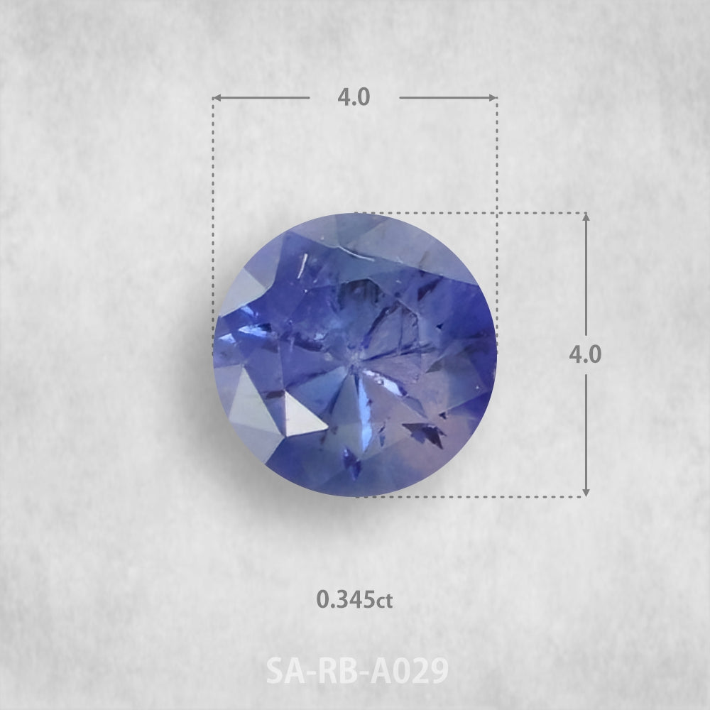 Safīrs 0,345 ct Dabīgs, Apaļš piegriezums