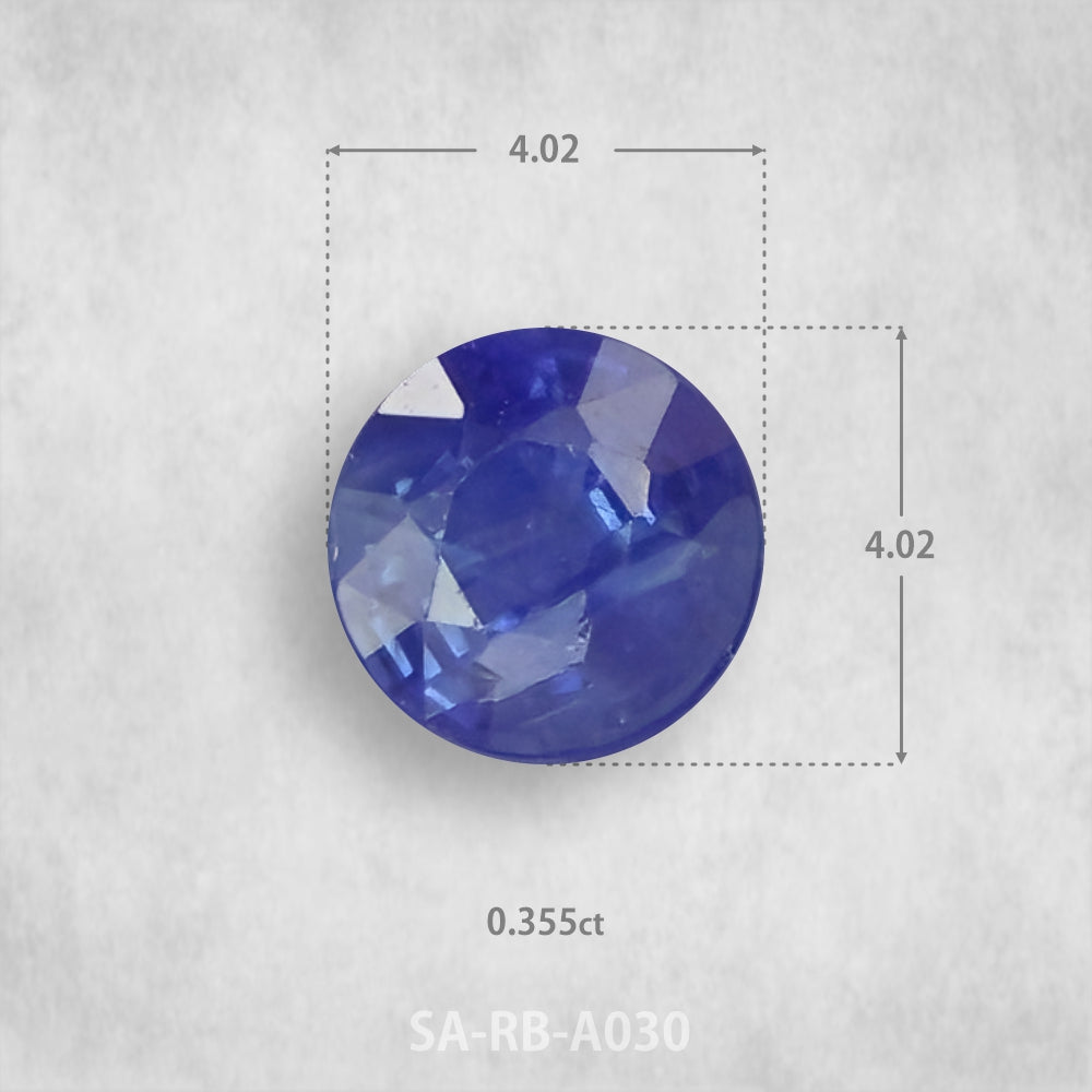 Safīrs 0,355 ct Dabīgs, Apaļš piegriezums