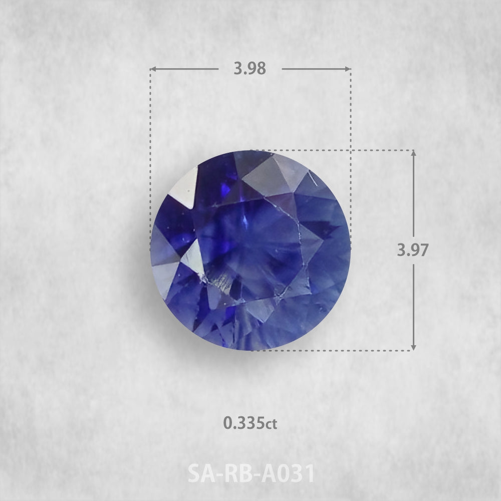 Safīrs 0,335 ct Dabīgs, Apaļš piegriezums