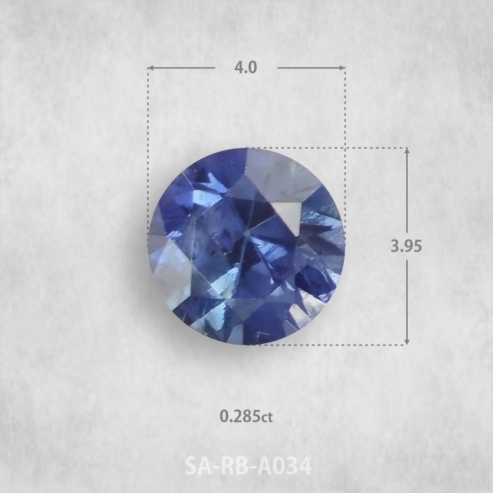 Safīrs 0,285 ct Dabīgs, Apaļš piegriezums