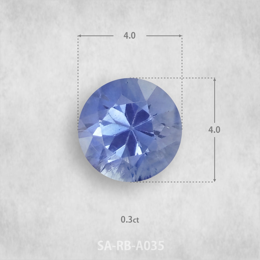 Safīrs 0,3 ct Dabīgs, Apaļš piegriezums