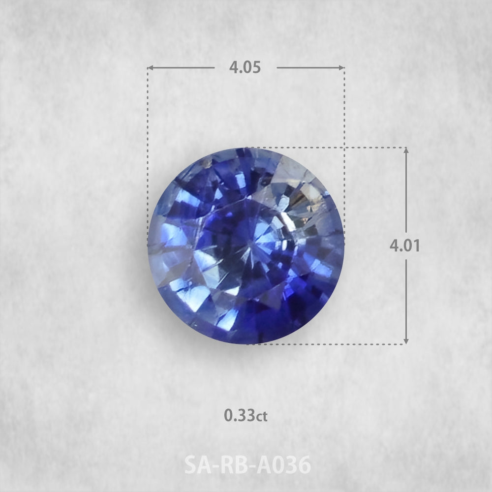 Safīrs 0,33 ct Dabīgs, Apaļš piegriezums