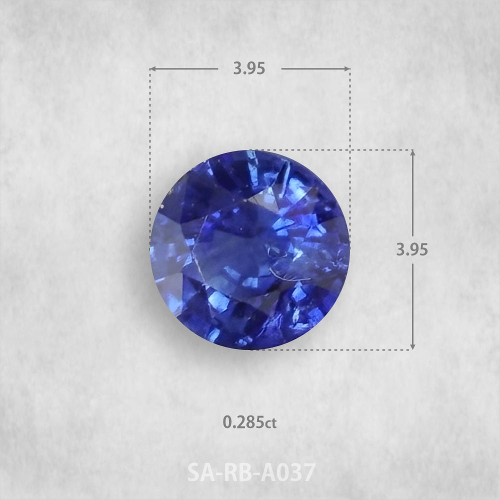 Safīrs 0,285 ct Dabīgs, Apaļš piegriezums