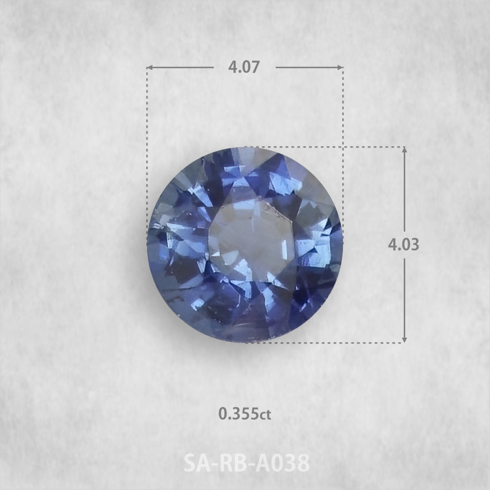 Safīrs 0,355 ct Dabīgs, Apaļš piegriezums