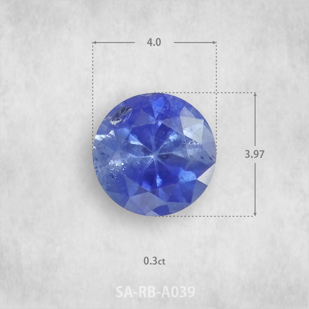 Safīrs 0,3 ct Dabīgs, Apaļš piegriezums