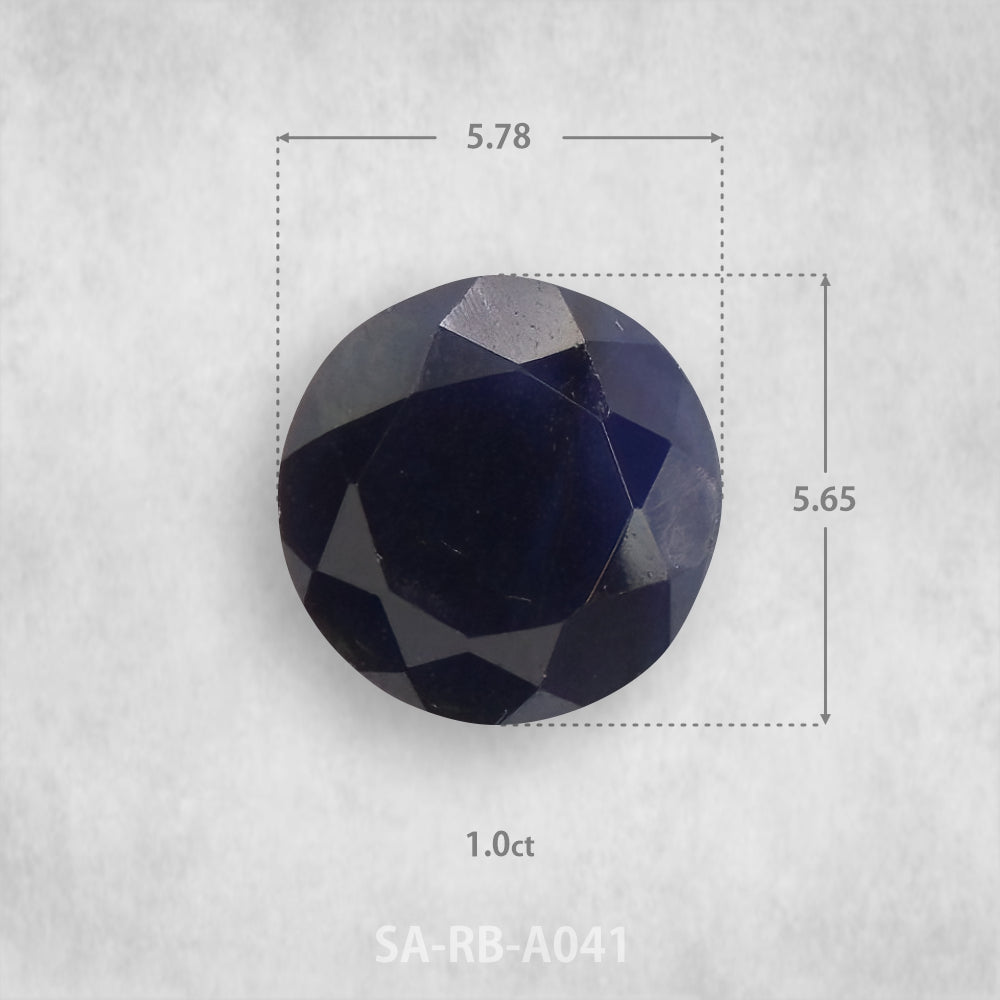 Safīrs 1 ct Dabīgs, Apaļš piegriezums