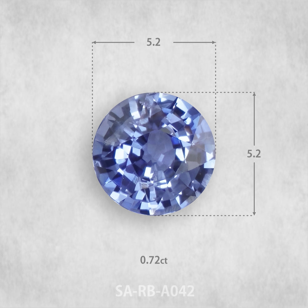 Safīrs 0,72 ct Dabīgs, Apaļš piegriezums