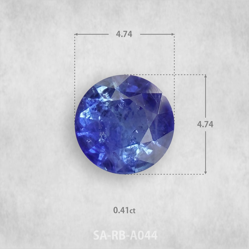 Safīrs 0,41 ct Dabīgs, Apaļš piegriezums