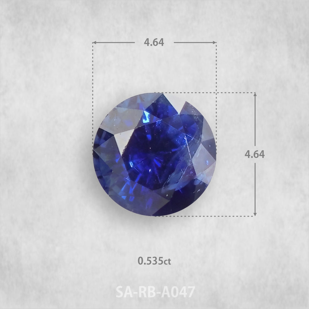 Safīrs 0,535 ct Dabīgs, Apaļš piegriezums