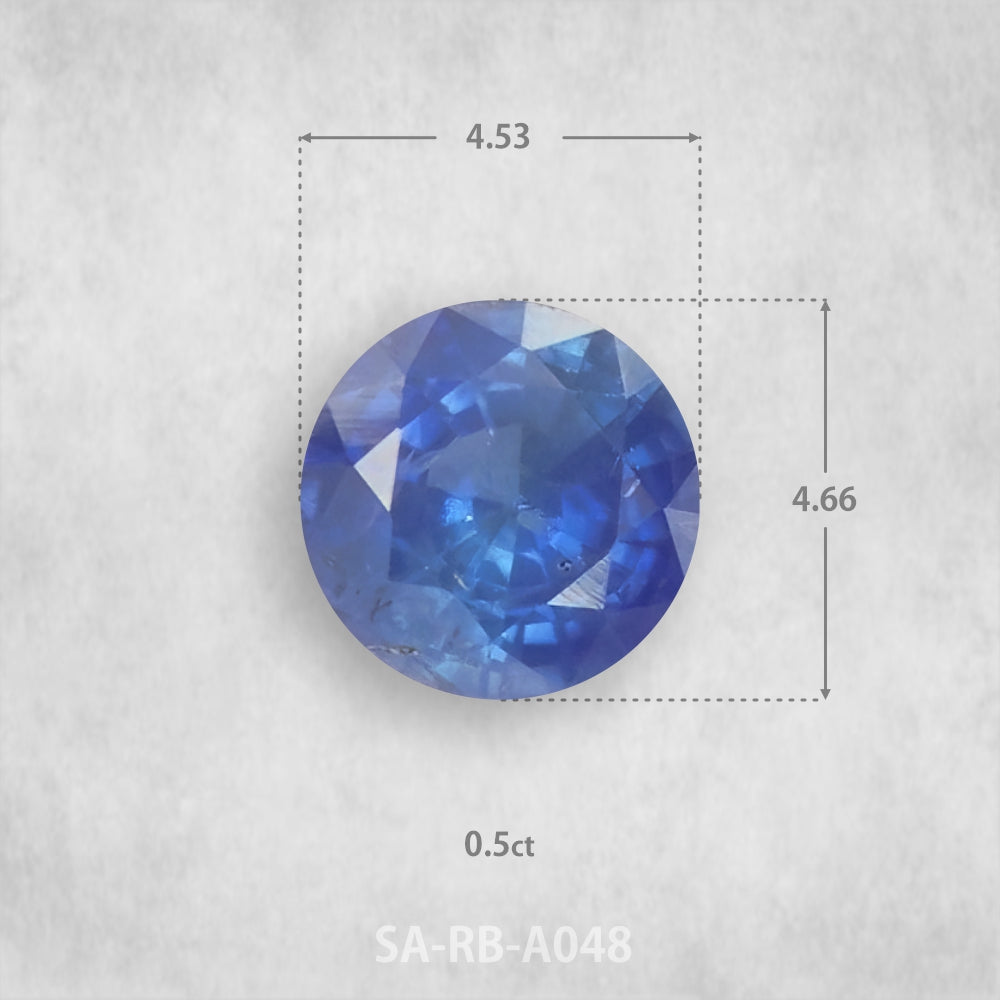 Safīrs 0,5 ct Dabīgs, Apaļš piegriezums