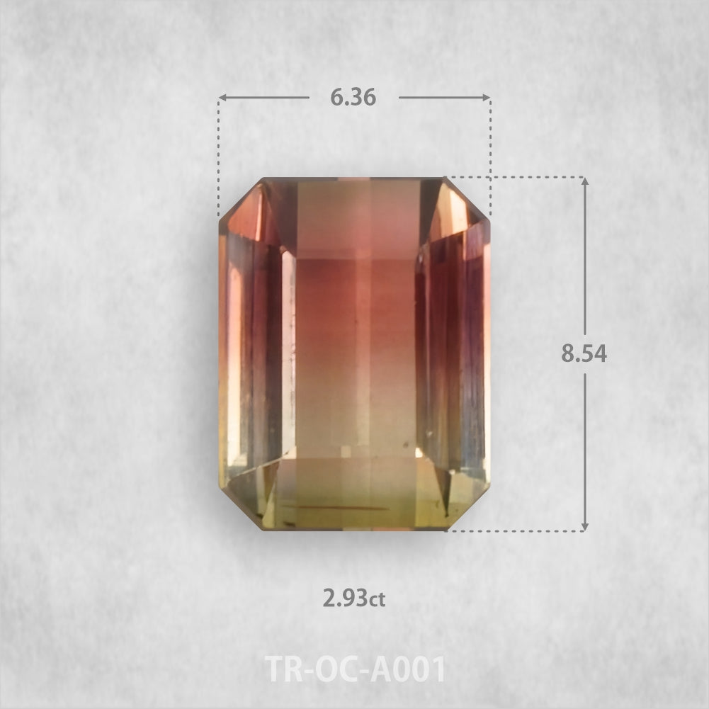Turmalīns 2.93ct Dabīgs, Astoņstūra griezums