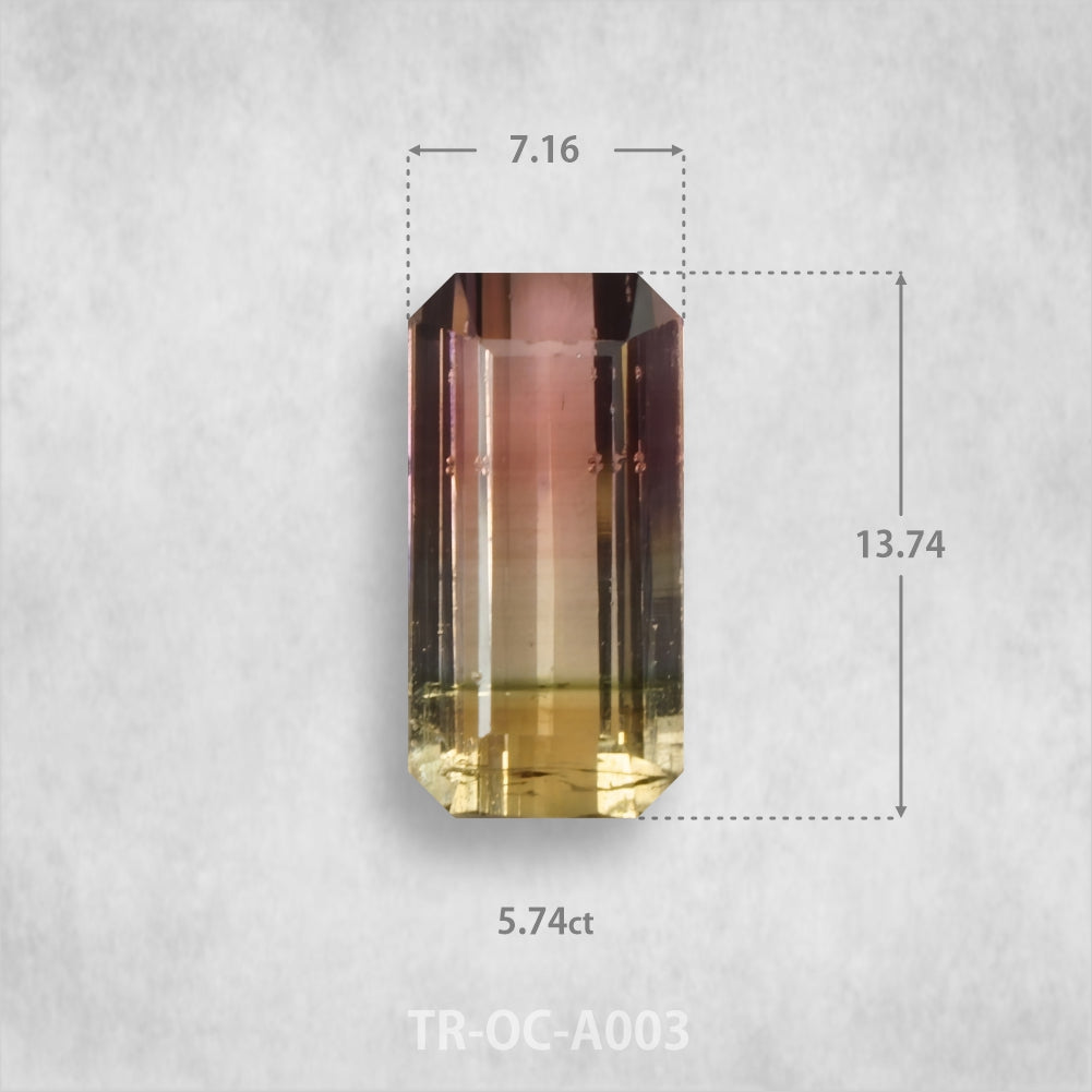Turmalīns 5.74ct Dabīgs, Astoņstūra griezums