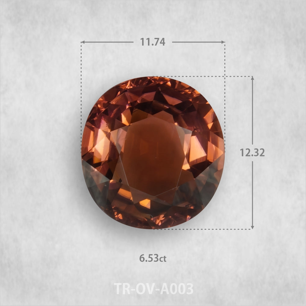 Turmalīns 6.53ct Dabīgs, Ovāls piegriezums