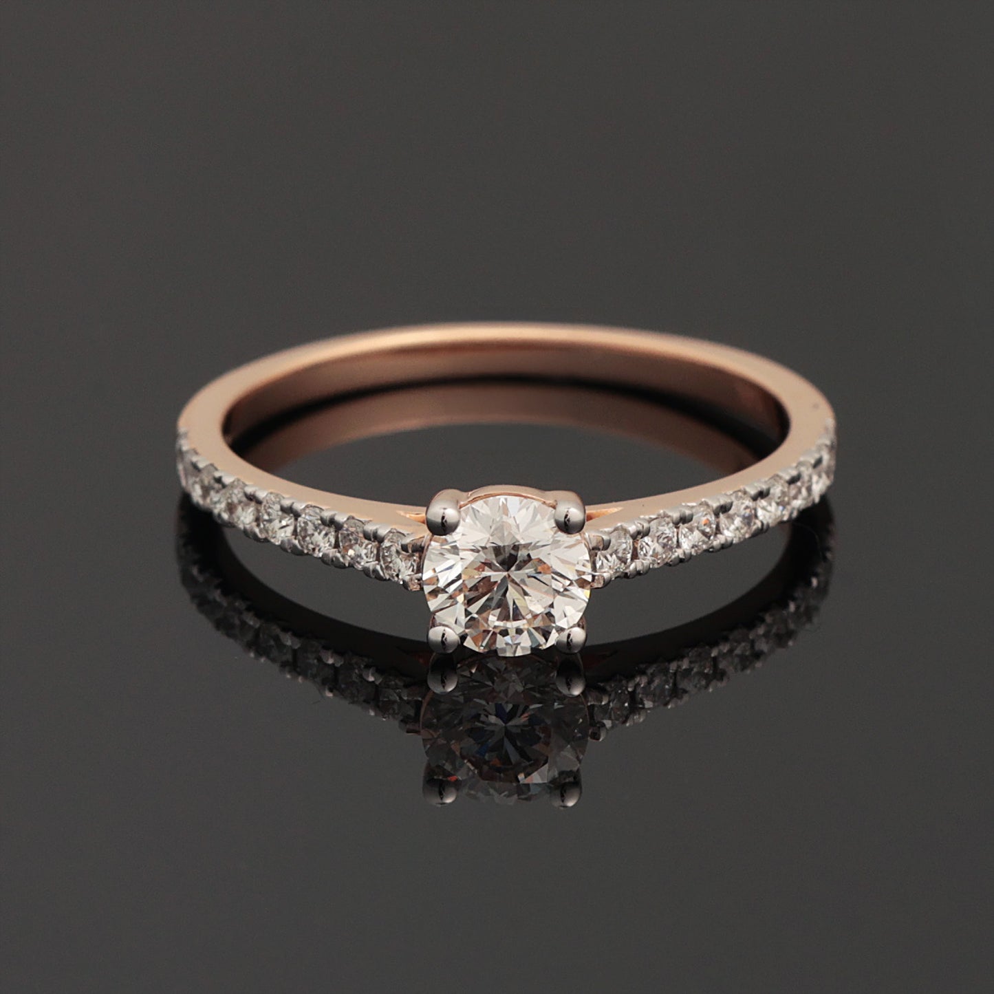Ring with Diamonds 0.95 ct, Rose Gold 585° (14K)