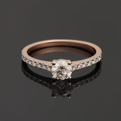 Ring with Diamonds 0.95 ct, Rose Gold 585° (14K)