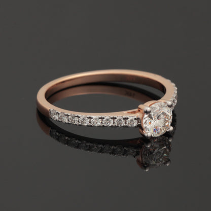 Ring with Diamonds 0.95 ct, Rose Gold 585° (14K)
