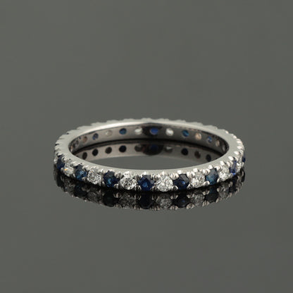 Gredzens ar Safīriem 0.40 ct un Dimantiem 0.30 ct, Baltais zelts 585° (14K)