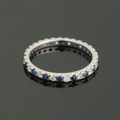 Gredzens ar Safīriem 0.40 ct un Dimantiem 0.30 ct, Baltais zelts 585° (14K)