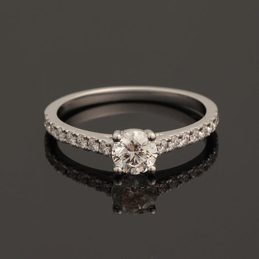 Ring with Diamonds 0.95 ct, White Gold 585° (14K)