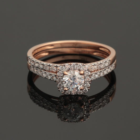Gredzeni ar dimantiem 0.95 ct, rozā zelts 585° (14K)