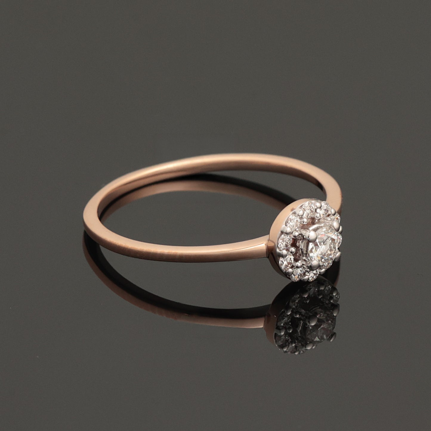 Ring with Diamonds 0.19 ct, Rose Gold 585° (14K)