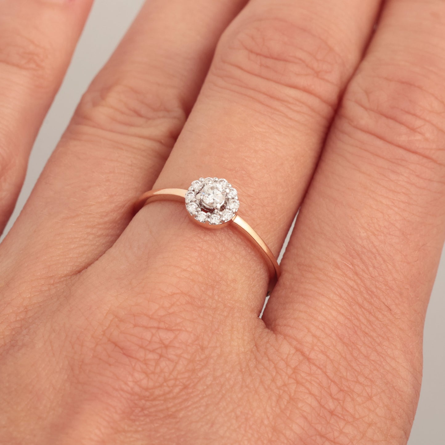 Ring with Diamonds 0.19 ct, Rose Gold 585° (14K)