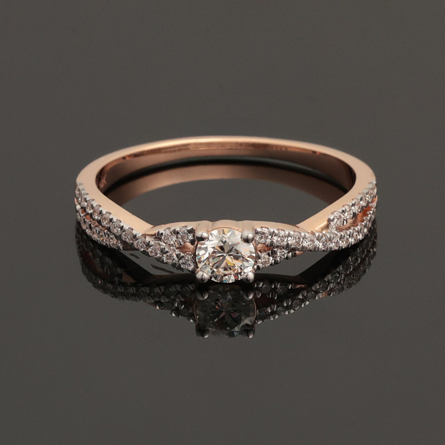 Кольцо с бриллиантами 0.43 ct, красное золото 585° (14K)
