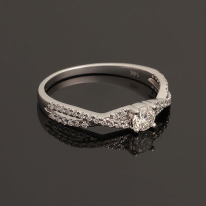 Кольцо с бриллиантами 0.43 ct, белое золото 585° (14K)
