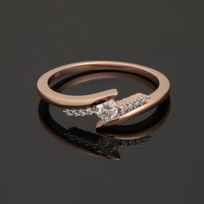 Кольцо с бриллиантами 0.19 ct, розовое золото 585 пробы (14K)