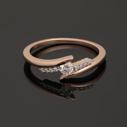 Gredzens ar briljantiem 0.19 ct, sarkanais zelts 585° (14K)