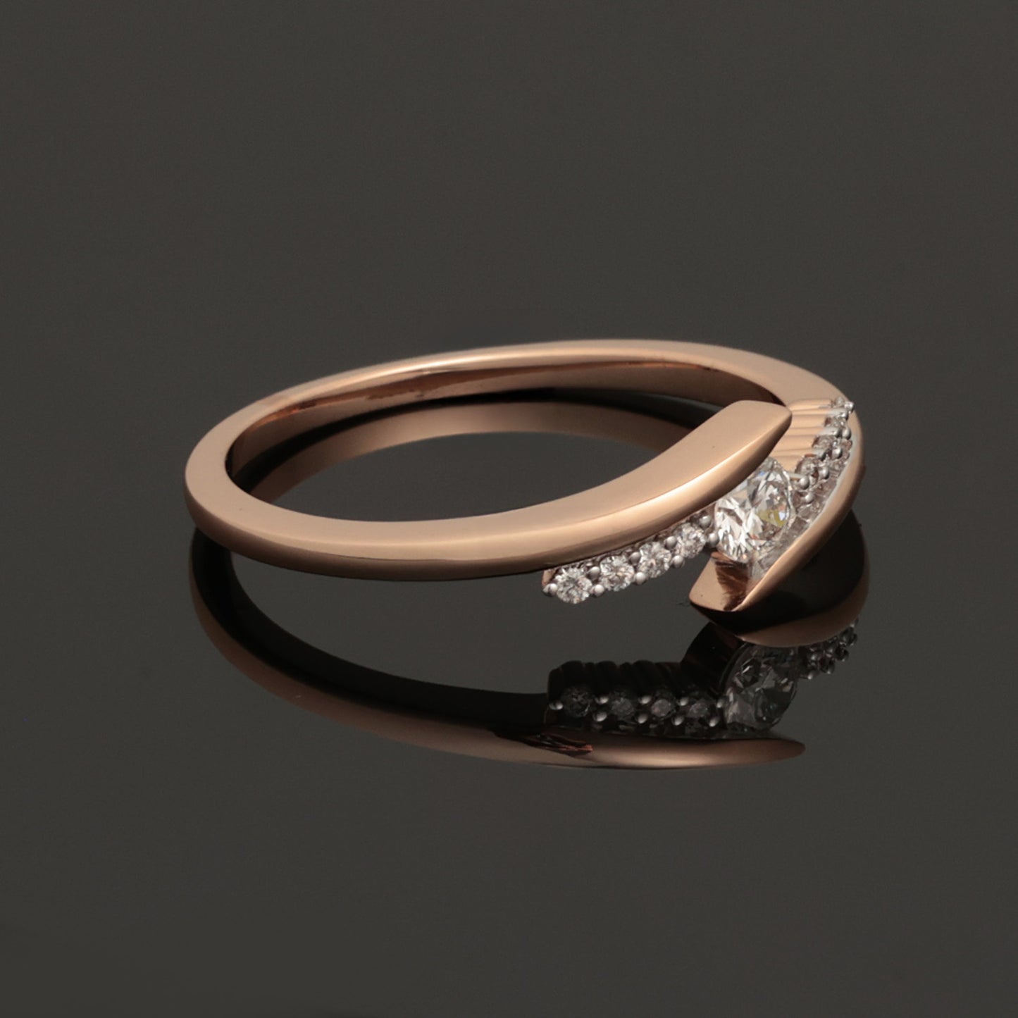 Кольцо с бриллиантами 0.19 ct, розовое золото 585 пробы (14K)