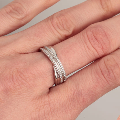 Ring with Diamonds 0.19 ct, White Gold 750° (18K)