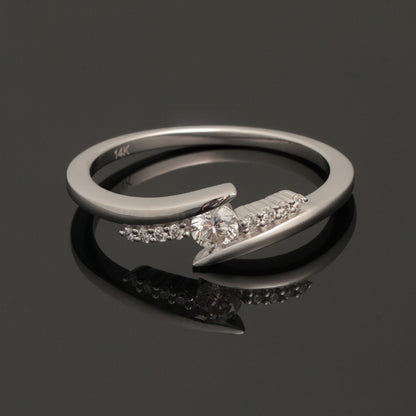 Кольцо с бриллиантами 0.20 ct, белое золото 585° (14K)