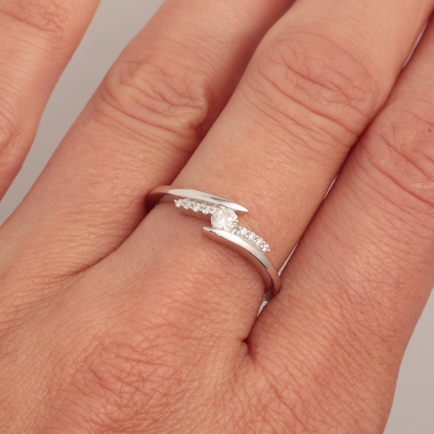 Кольцо с бриллиантами 0.20 ct, белое золото 585° (14K)
