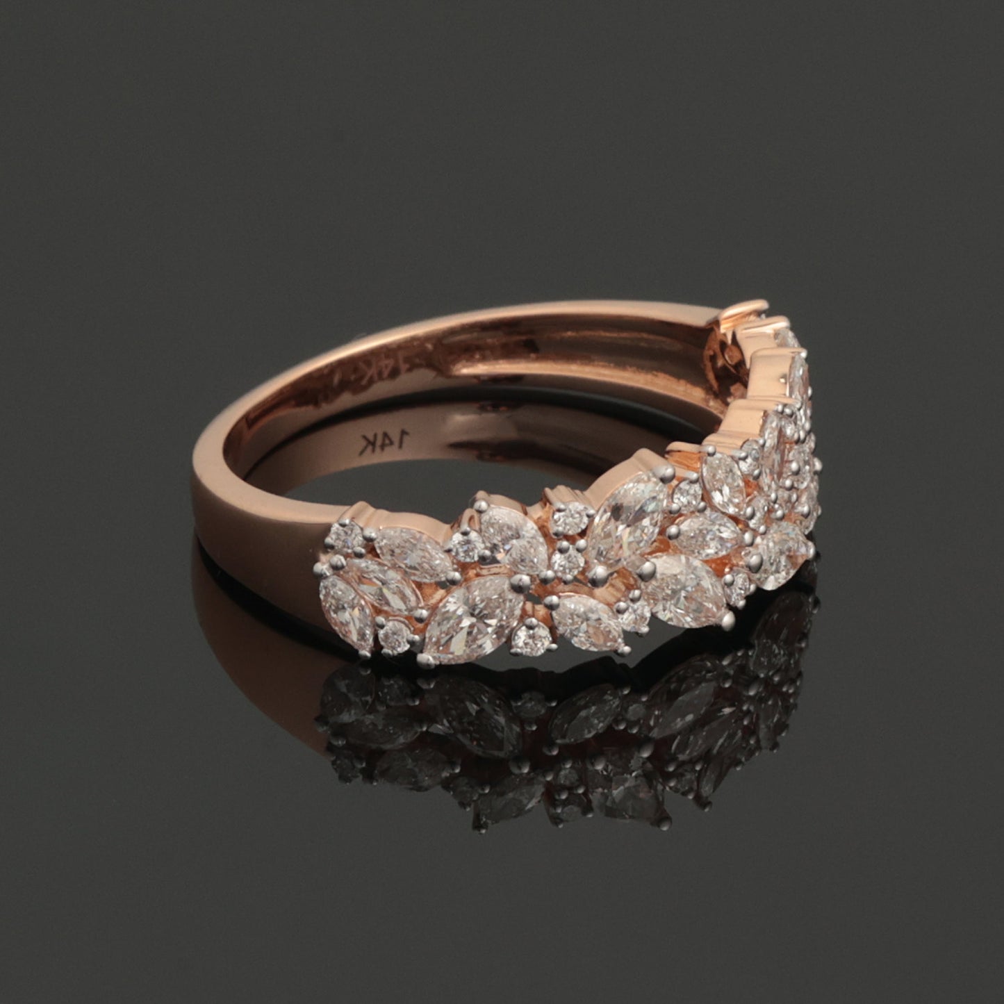 Ring with Diamonds 0.55 ct, Rose Gold 585° (14K)